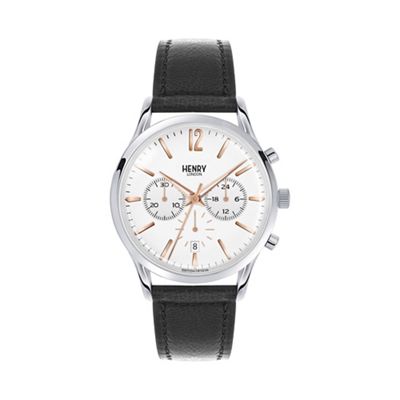 Men's black chronograph 'Highgate' leather strap watch hl41-cs-0011